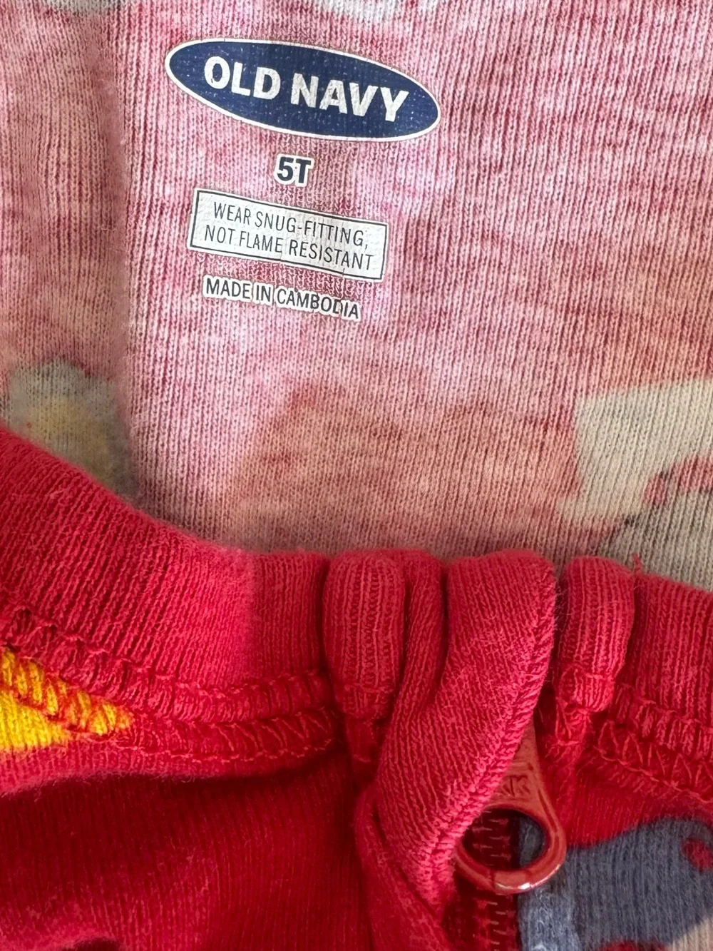 Old Navy Red toddler footless Truck onesie, 5T